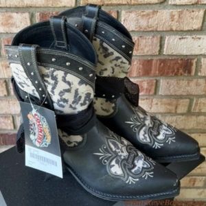 NWT Rockin' Country Collection Black Animal Print Cowboy Boots Size 10